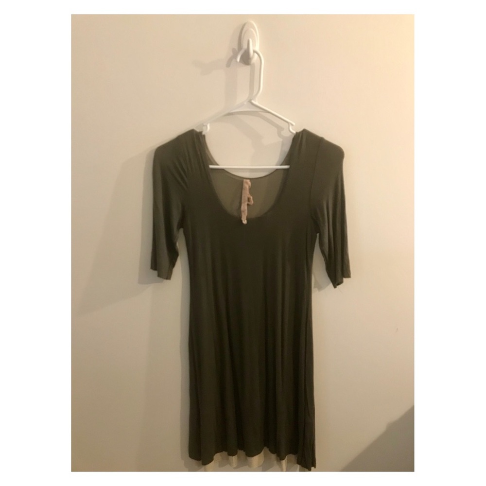 Quarter Sleeve Olive Green Dress